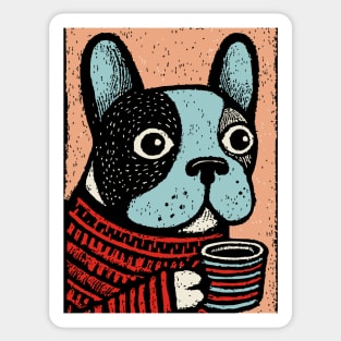 Cozy French Bulldog | The Morning Coffee Frenchie Sticker